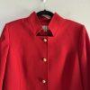 Tahari ASL Polyester Stretch Skirt Suit Size 10 Red Lined Stand Up Collar 2PC