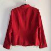 Tahari ASL Polyester Stretch Skirt Suit Size 10 Red Lined Stand Up Collar 2PC