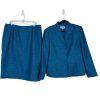 Le Suit Women Polyester Blue Skirt Suit Size 18 Stand UP Collar Cocktail 2PC