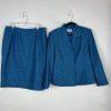 Le Suit Women Polyester Blue Skirt Suit Size 18 Stand UP Collar Cocktail 2PC