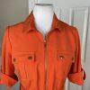 SHARAGANO Women  Dress Size 6 Orange Belted Zip Up A-Line Roll Tab Sleeves