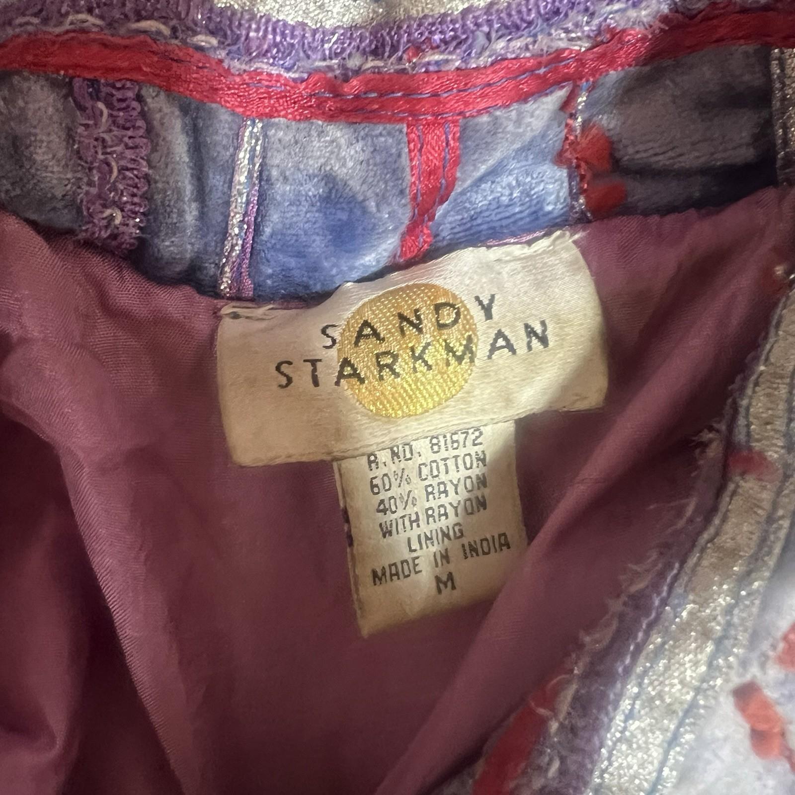 Vintage Sandy Starkman Artsy Jacket M Embroidered Crochet Patchwork Gray Pink