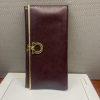 Salvatore Ferragamo Gancini Continental Long Wallet Maroon Saffiano Leather