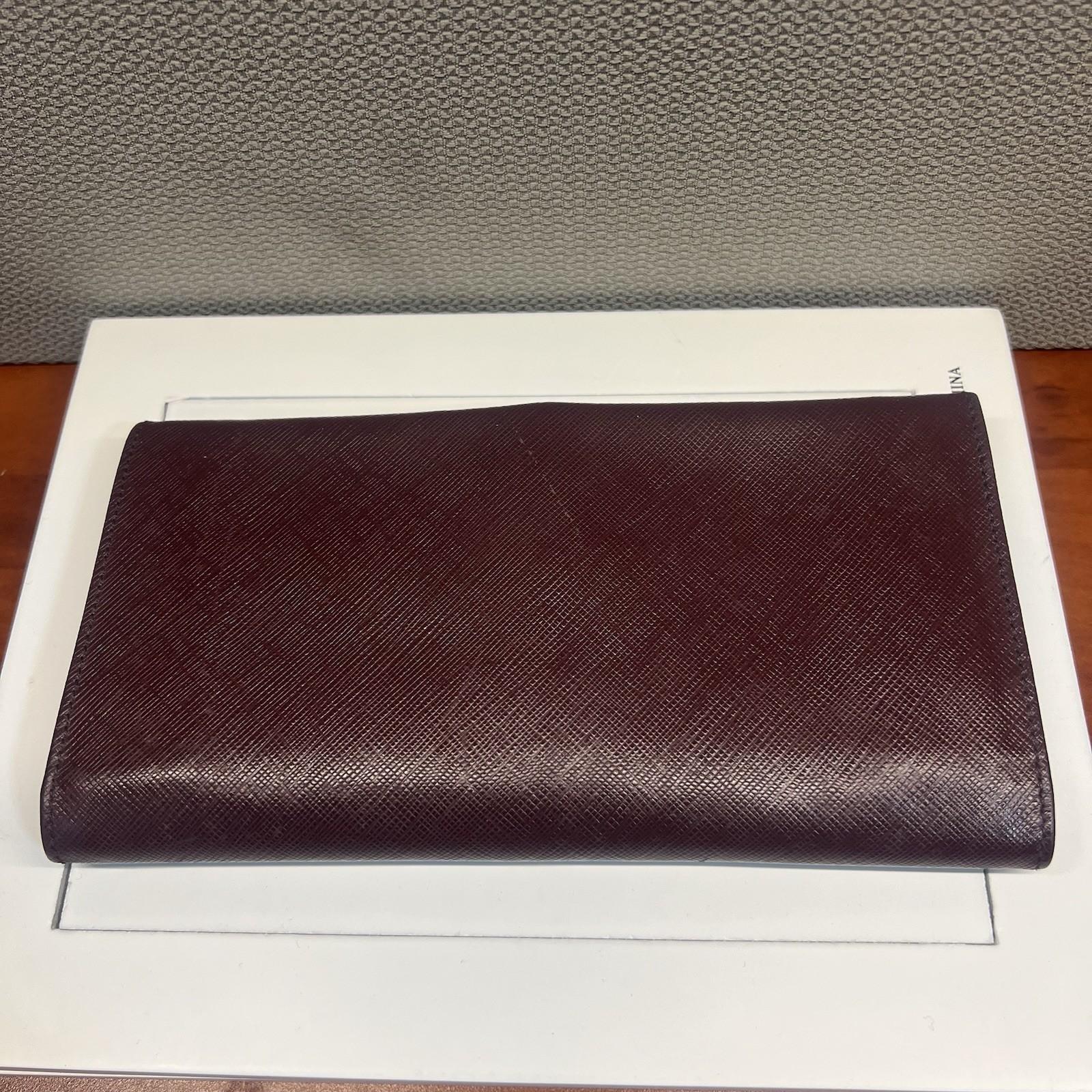 Salvatore Ferragamo Gancini Continental Long Wallet Maroon Saffiano Leather