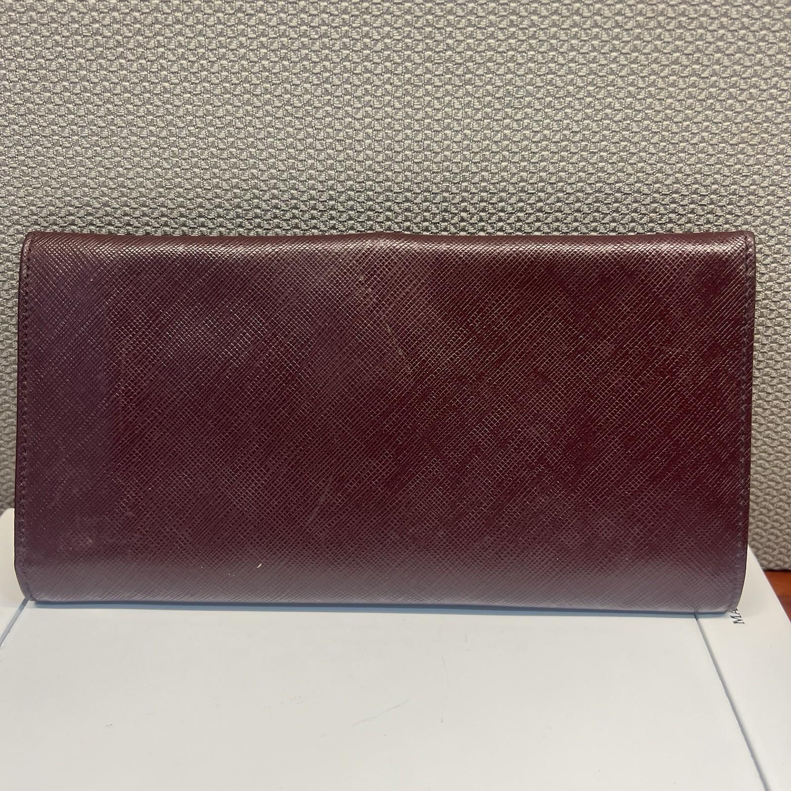 Salvatore Ferragamo Gancini Continental Long Wallet Maroon Saffiano Leather