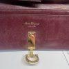 Salvatore Ferragamo Gancini Continental Long Wallet Maroon Saffiano Leather