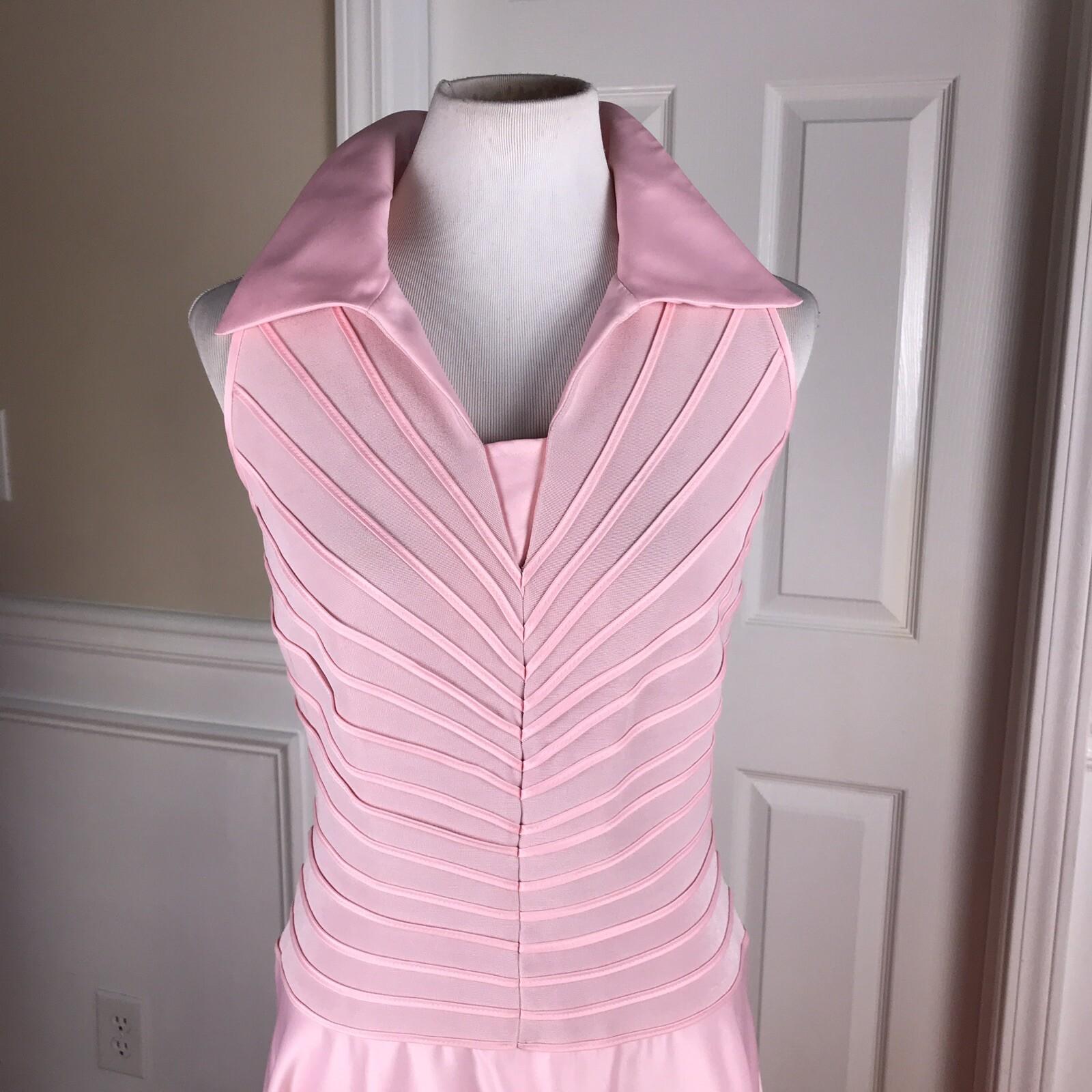 Tadashi Shoji Vintage  Formal Dress Size L Maxi Nylon Lycra Pink Sleeveless