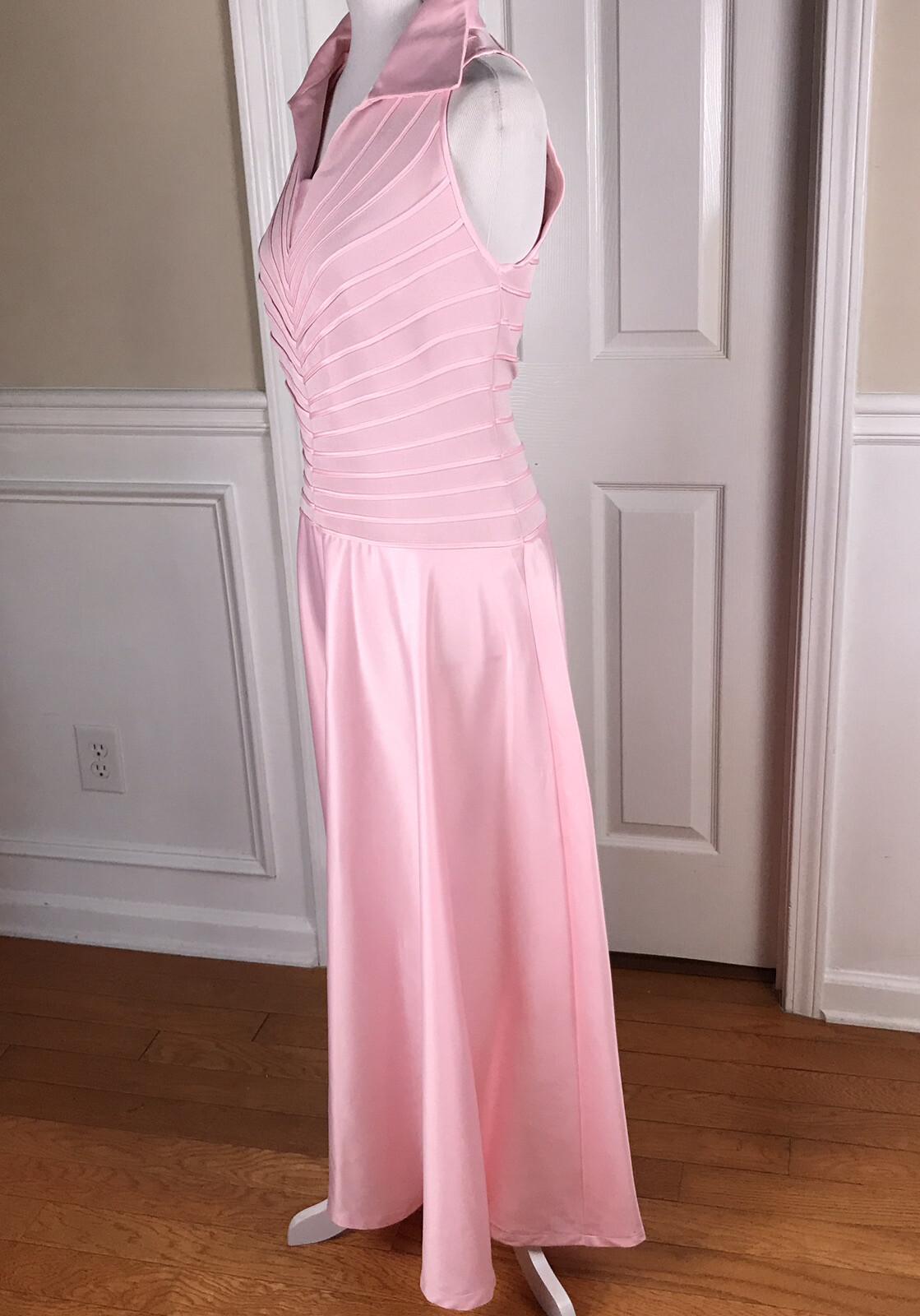 Tadashi Shoji Vintage  Formal Dress Size L Maxi Nylon Lycra Pink Sleeveless