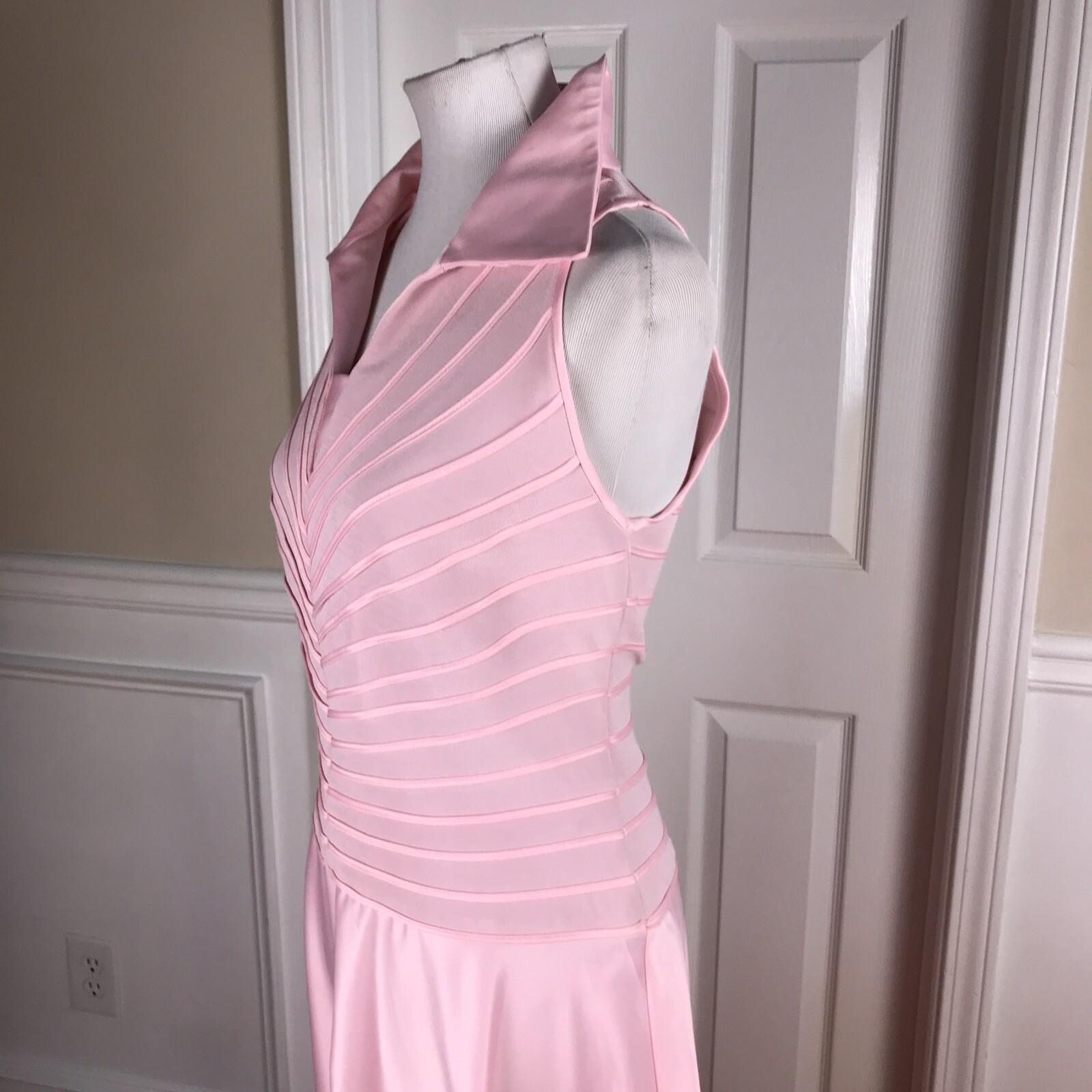 Tadashi Shoji Vintage  Formal Dress Size L Maxi Nylon Lycra Pink Sleeveless
