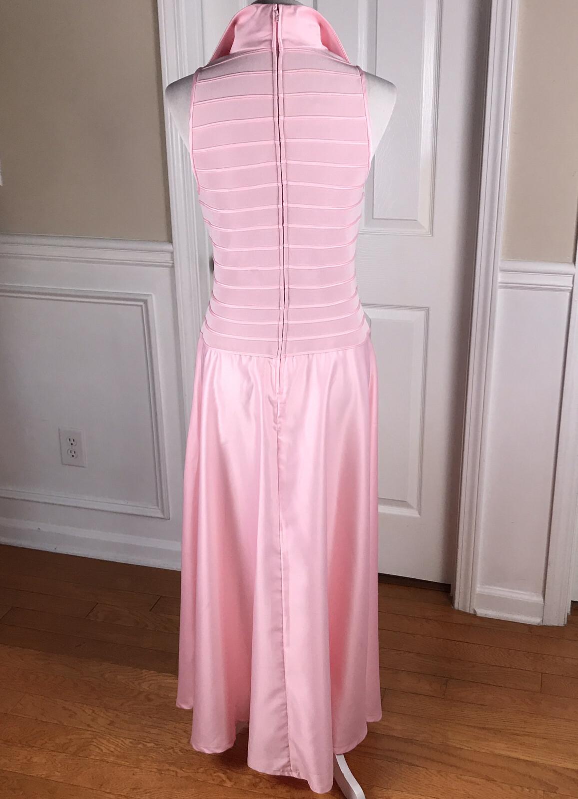 Tadashi Shoji Vintage  Formal Dress Size L Maxi Nylon Lycra Pink Sleeveless