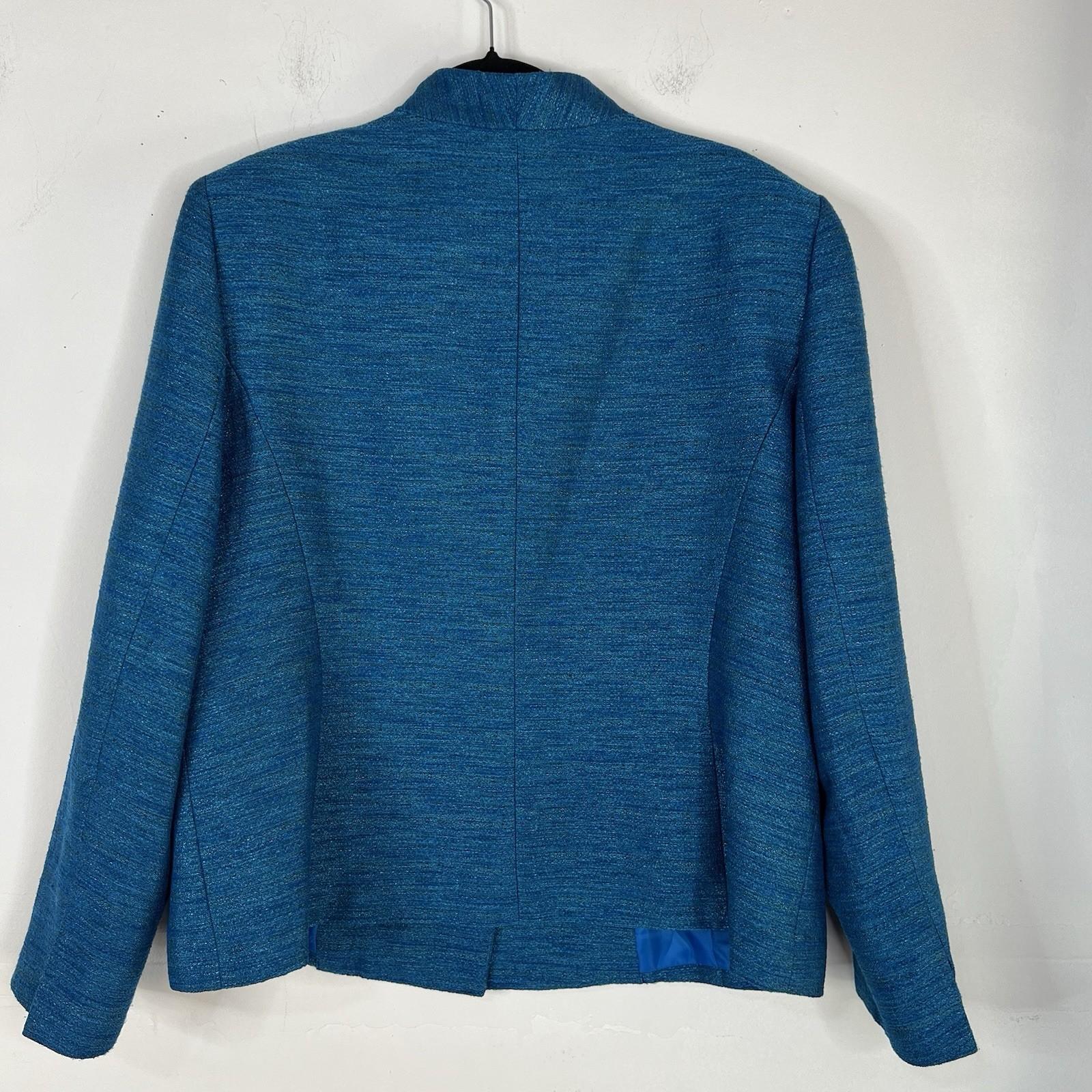 Le Suit Women Polyester Blue Skirt Suit Size 18 Stand UP Collar Cocktail 2PC