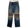 We the Free Rocky Mountain Straight Leg Blue Jeans Women 27 Southwest Patchwork