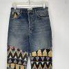 We the Free Rocky Mountain Straight Leg Blue Jeans Women 27 Southwest Patchwork