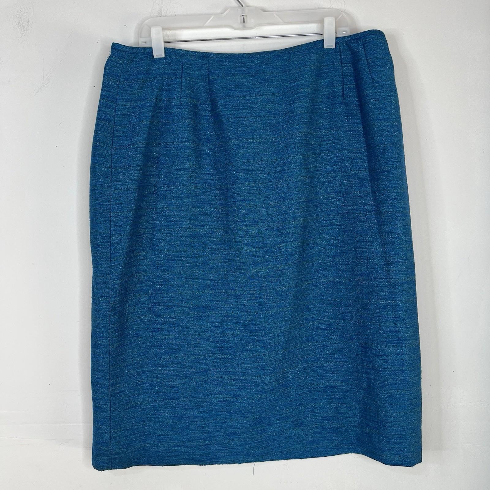 Le Suit Women Polyester Blue Skirt Suit Size 18 Stand UP Collar Cocktail 2PC