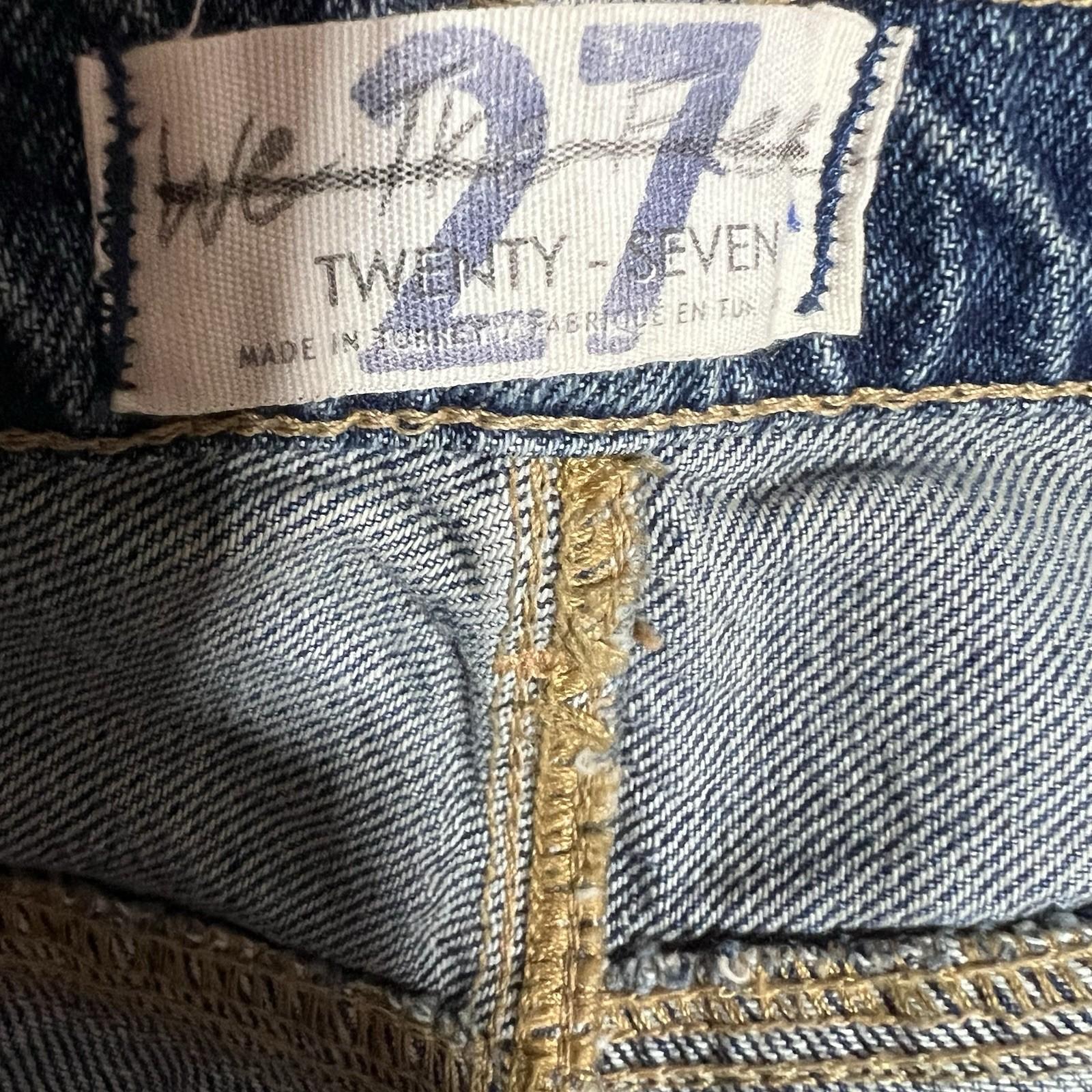 We the Free Rocky Mountain Straight Leg Blue Jeans Women 27 Southwest Patchwork