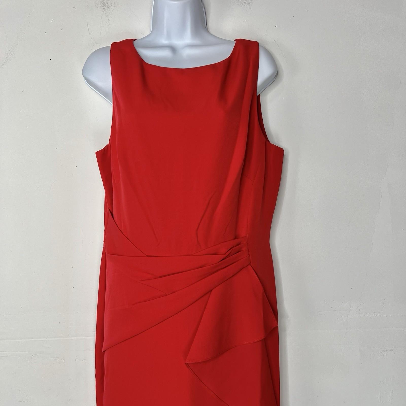 Marina Crepe Jumpsuit Red Size 14 Cascading Ruffle Drape Sleeveless Timeless