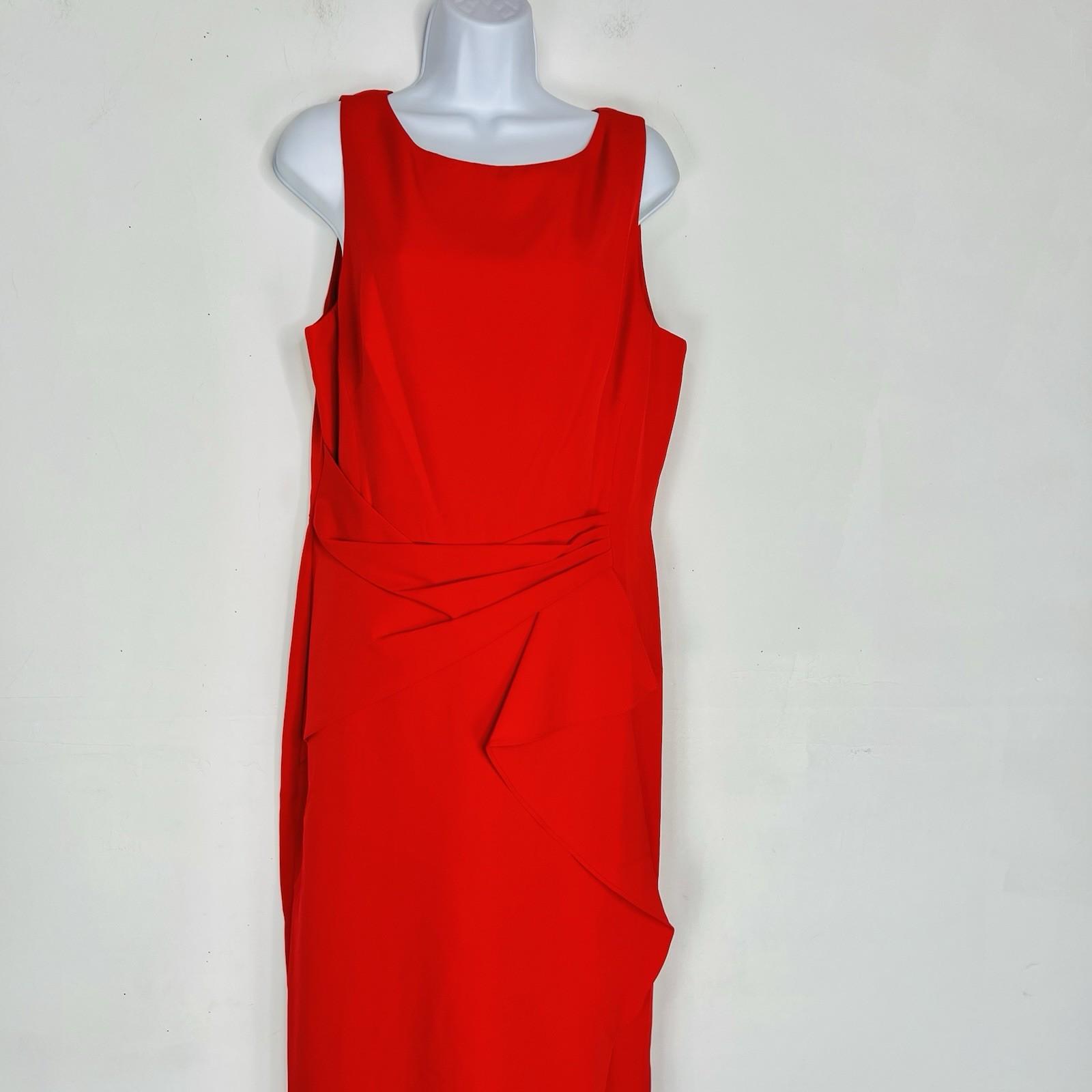 Marina Crepe Jumpsuit Red Size 14 Cascading Ruffle Drape Sleeveless Timeless