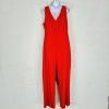 Marina Crepe Jumpsuit Red Size 14 Cascading Ruffle Drape Sleeveless Timeless