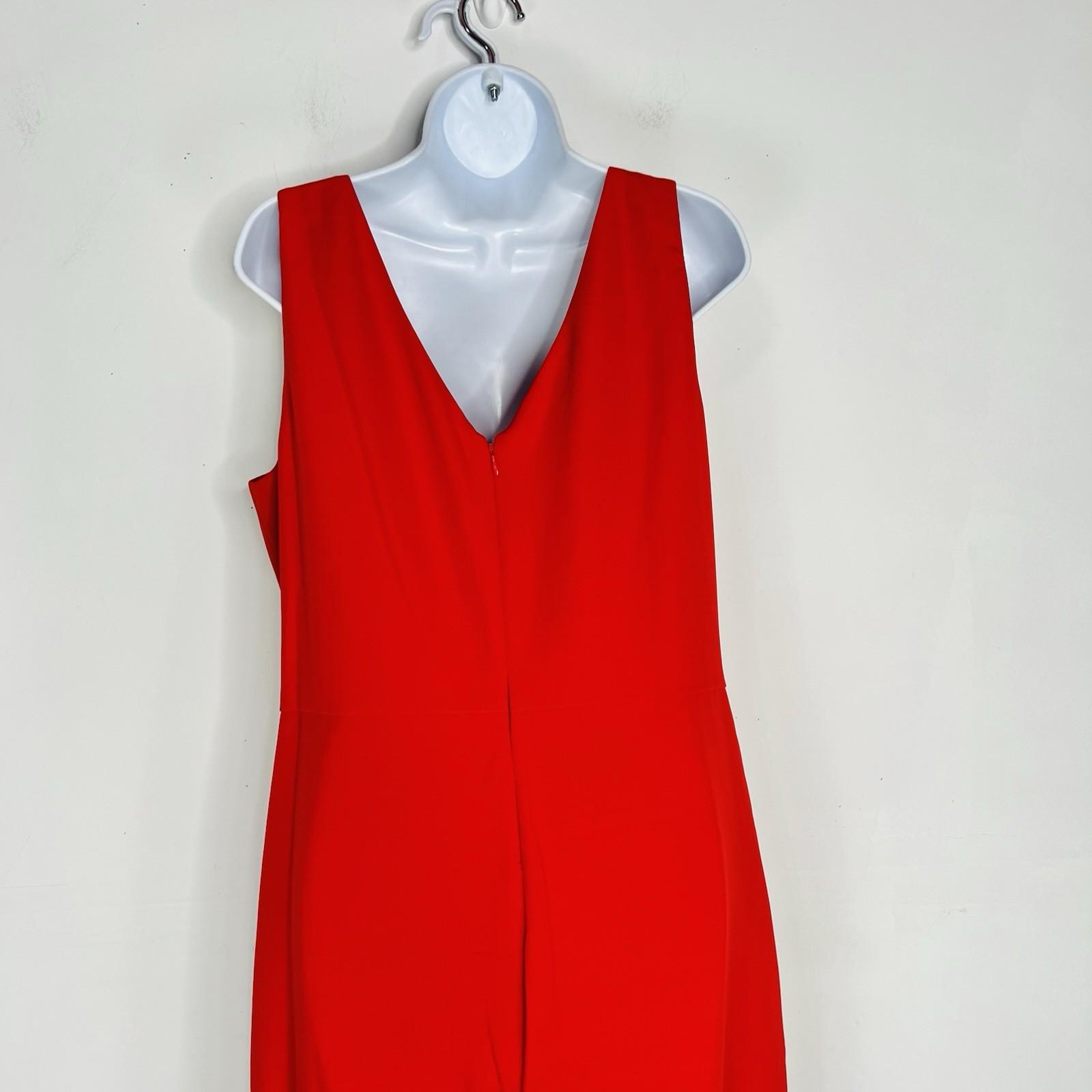 Marina Crepe Jumpsuit Red Size 14 Cascading Ruffle Drape Sleeveless Timeless