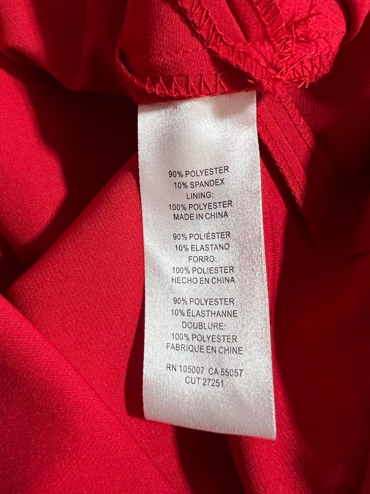 Marina Crepe Jumpsuit Red Size 14 Cascading Ruffle Drape Sleeveless Timeless