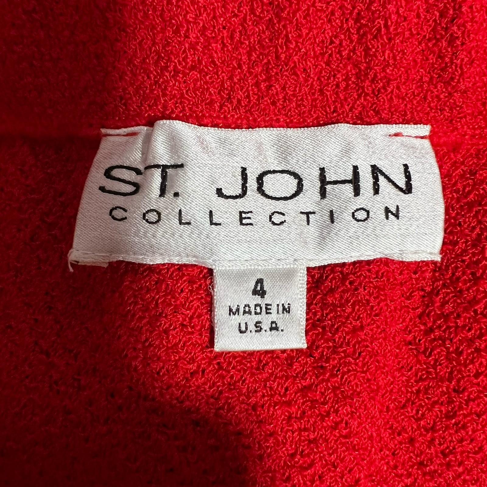 St. John Collection Tight Knit Stretch Skirt Size 4 Red Pencil Quiet Luxury