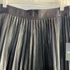 DKNY Women Faux Leather Mini Pleated Skirt Size M Black Pull On Elastic Waist