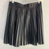 DKNY Women Faux Leather Mini Pleated Skirt Size M Black Pull On Elastic Waist