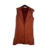 Anthropologie Solitaire Women Vest S Brown Faux Leather Duster Cognac Pockets