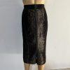 Byron Lars Beauty  Velvet Below The Knee Skirt Lace Size M Dark Green Bodycon