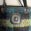 Longchamp Bi Gao plaid pattern Mohair  Leather Green Shopper Bag Tote