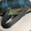 Longchamp Bi Gao plaid pattern Mohair  Leather Green Shopper Bag Tote