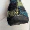 Longchamp Bi Gao plaid pattern Mohair  Leather Green Shopper Bag Tote