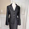 DANILLO Skirt Suit Size 14 Polyester Black Lined Single Breasted Tiered 2PC