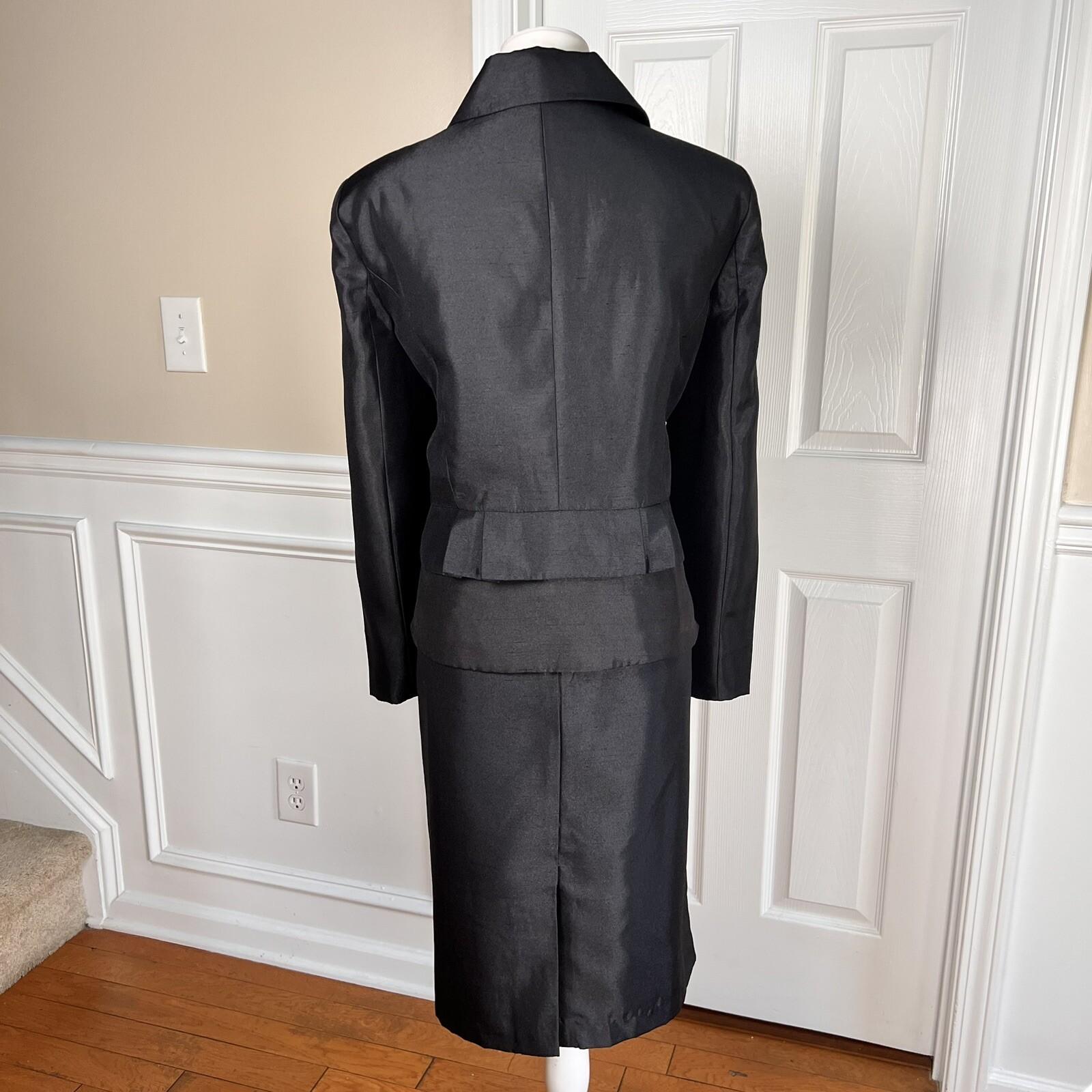 DANILLO Skirt Suit Size 14 Polyester Black Lined Single Breasted Tiered 2PC
