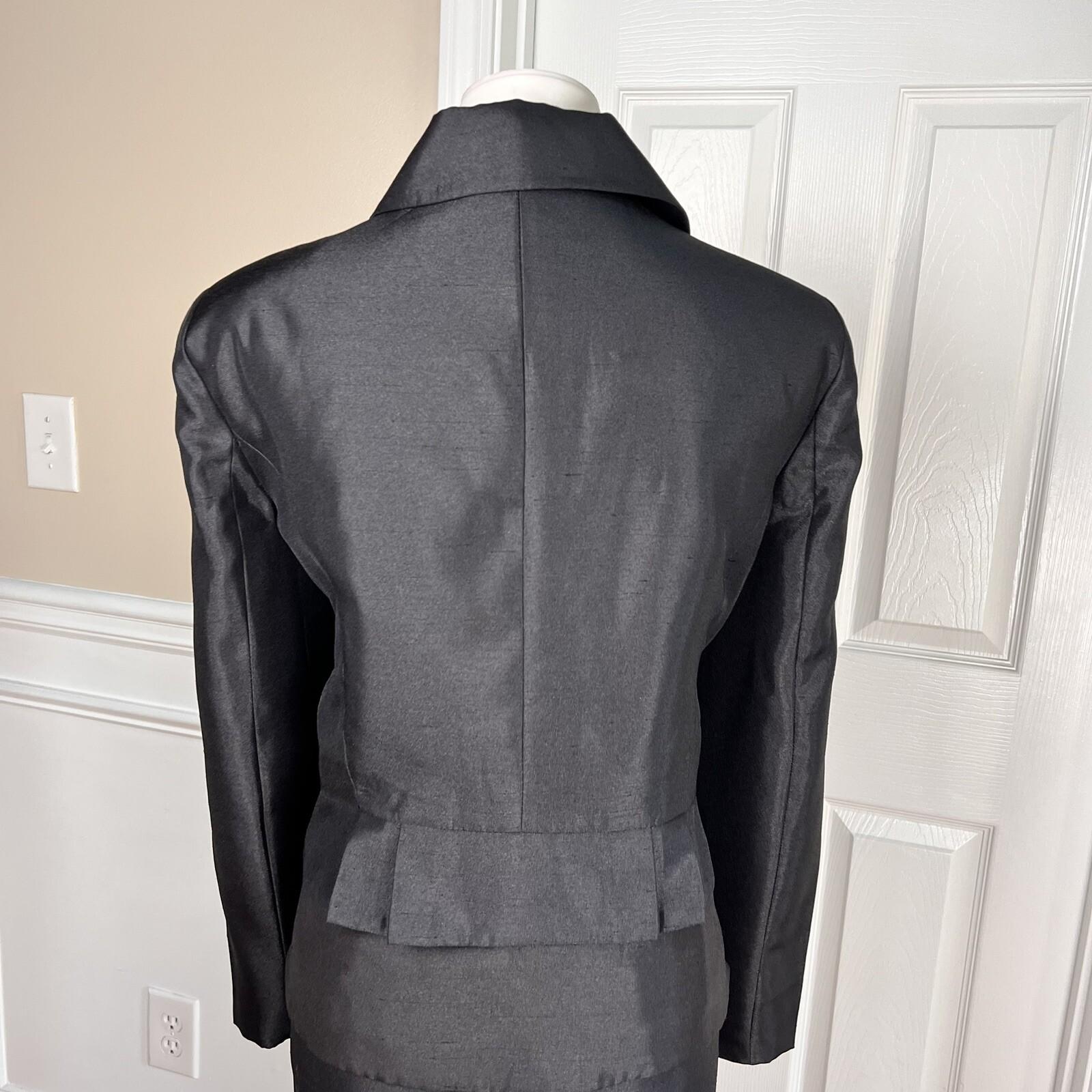 DANILLO Skirt Suit Size 14 Polyester Black Lined Single Breasted Tiered 2PC