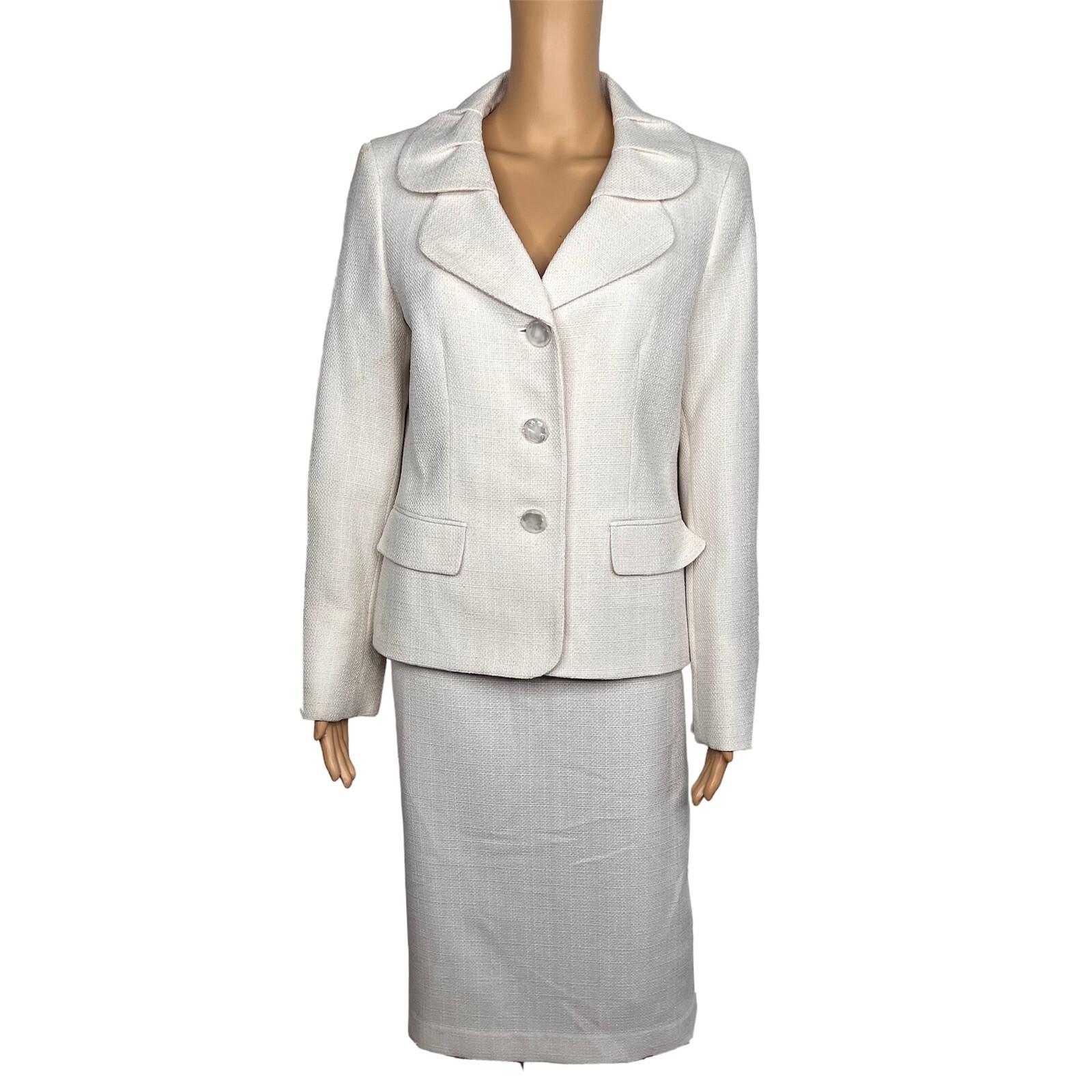 New LE SUIT Women 2PC Champagne Polyester Metallic Cocktail Skirt Suit Size 10
