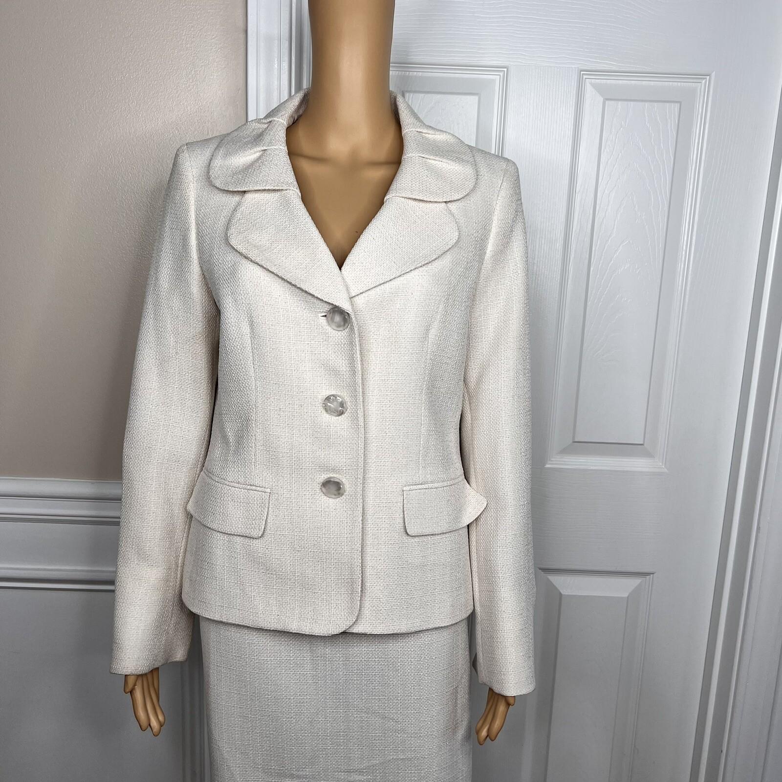 New LE SUIT Women 2PC Champagne Polyester Metallic Cocktail Skirt Suit Size 10