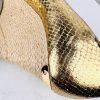 MICHAEL KORS Gold Leather Espadrille Wedge Slip On Peep Toes Pumps Shoes Size 9M