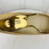 MICHAEL KORS Gold Leather Espadrille Wedge Slip On Peep Toes Pumps Shoes Size 9M