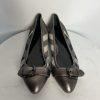 Burberry Check Pattern Metallic Toe Flat Shoes Size 40 Cap Buckle Accent