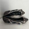 Burberry Check Pattern Metallic Toe Flat Shoes Size 40 Cap Buckle Accent
