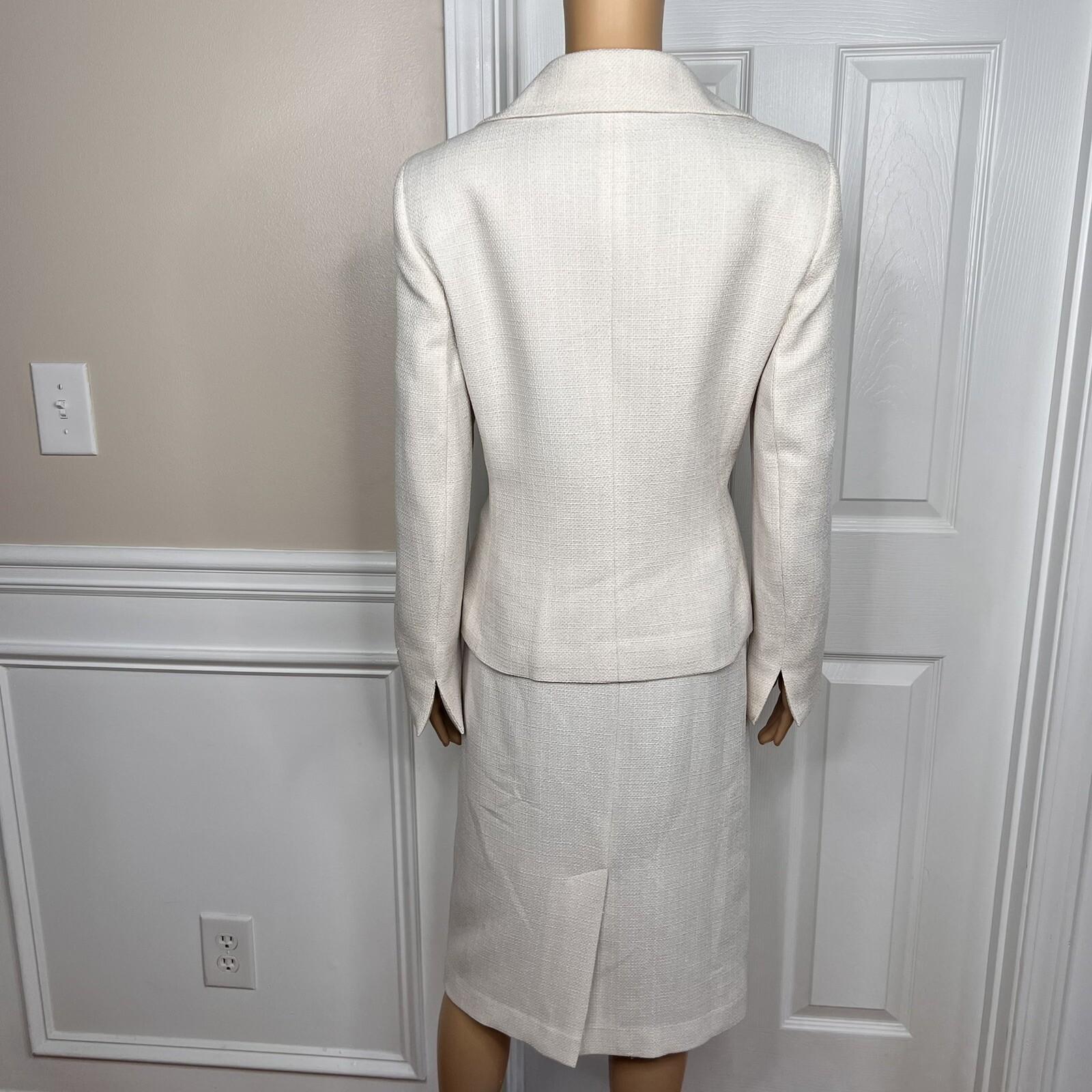 New LE SUIT Women 2PC Champagne Polyester Metallic Cocktail Skirt Suit Size 10