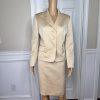 10-7732.jpg EVAN PICONE Women Skirt Suit Size 12P Honey Polyester Lined Cocktail 2PC