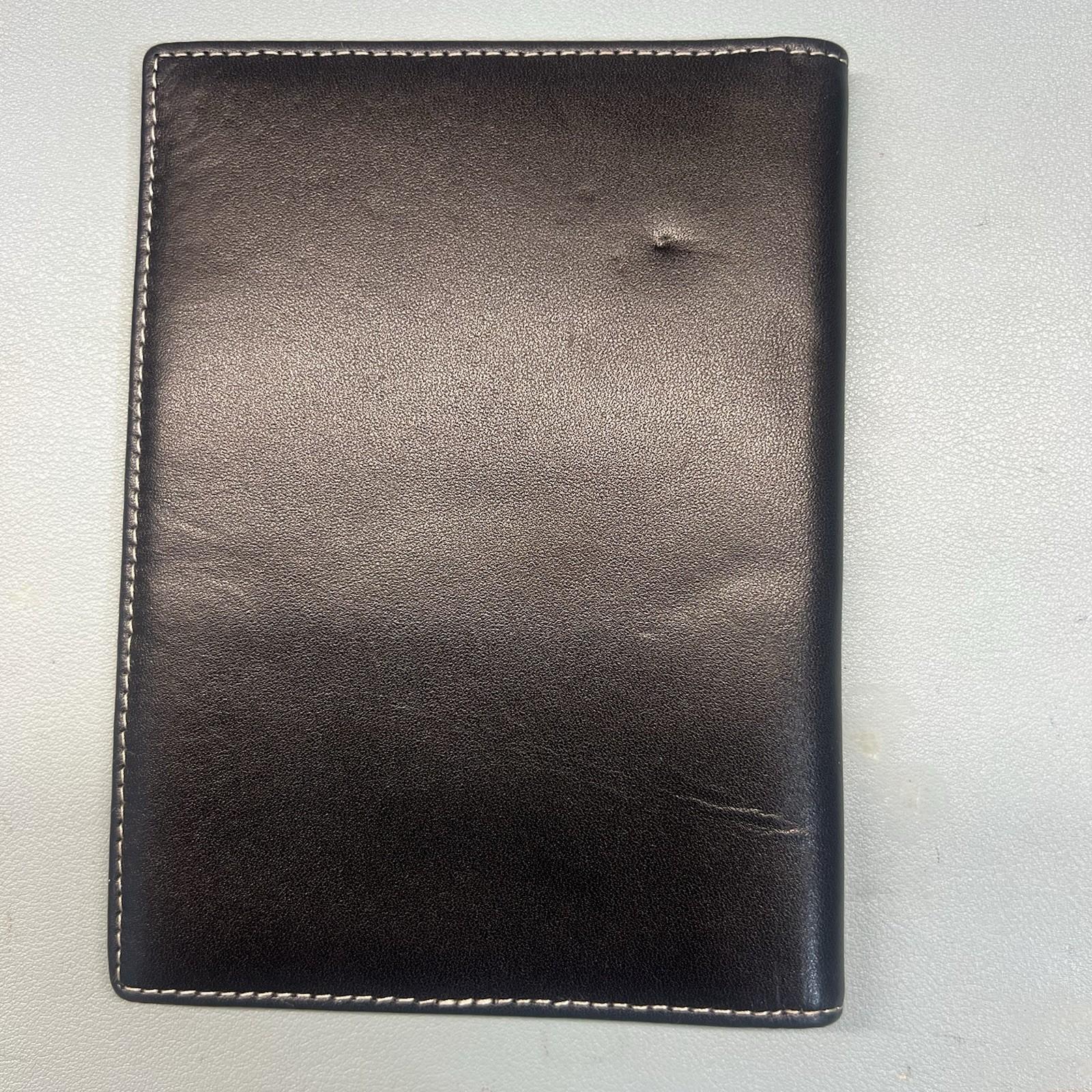 Salvatore Ferragamo Leather Passport Credit Cards Holder Wallet Black Made Italy