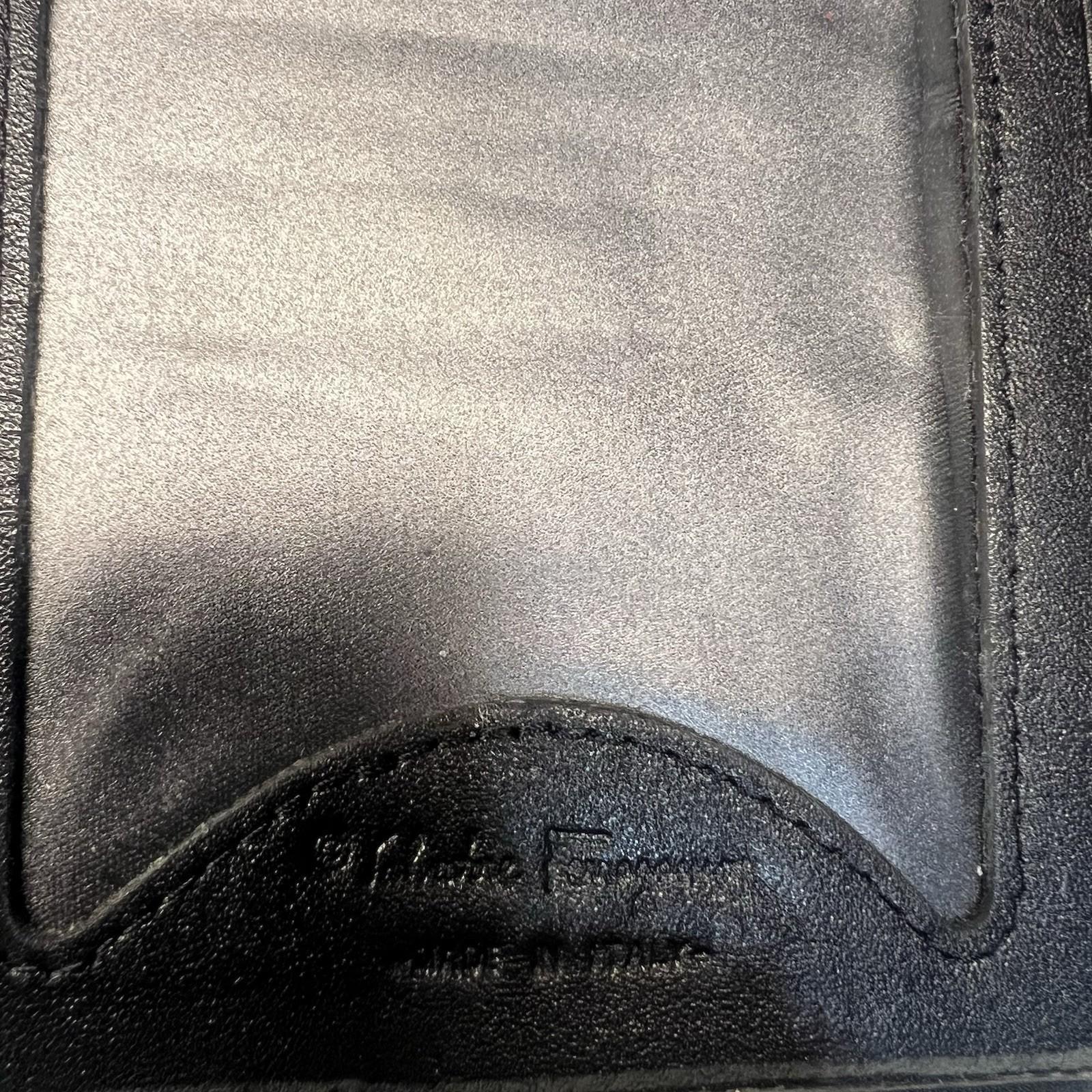 Salvatore Ferragamo Leather Passport Credit Cards Holder Wallet Black Made Italy