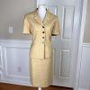Le Suit Women Polyester Skirt Suit Size 12P Sandcastle Lined Short Sleeves 2PC