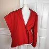 Larry Levine Polyester Rayon Spandex Pant Suit 14 Red Belted Wide Leg 2PC New
