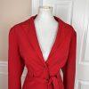Larry Levine Polyester Rayon Spandex Pant Suit 14 Red Belted Wide Leg 2PC New