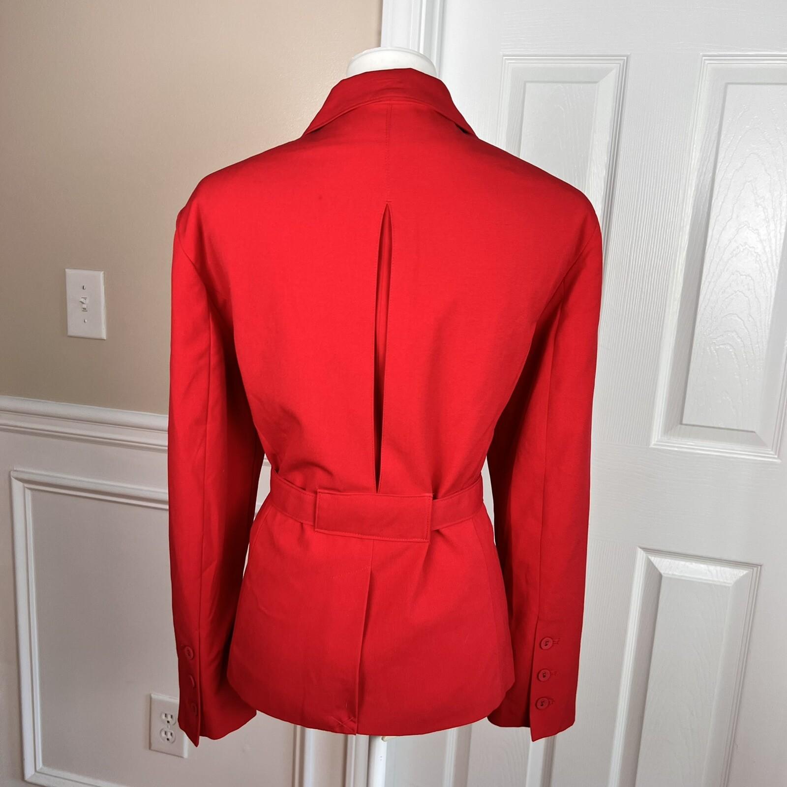 Larry Levine Polyester Rayon Spandex Pant Suit 14 Red Belted Wide Leg 2PC New