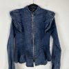 Fashion Nova Acidwash Denim Peplum Zip Up Peplum  Stretch Jacket Size M